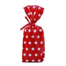 Cello Loot Lolly Bags - 24pcs - Dots - Red