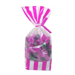 Cello Loot Lolly Bags - 24pcs - Stripes - Pink