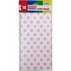 10 x Party Paper Loot Bags - Light Pink Spots