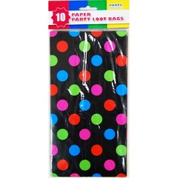 10 x Party Paper Loot Bags - Multi Spots Black