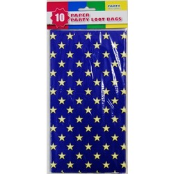 10 x Party Paper Loot Bags - Blue Stars