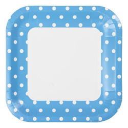 23cm Square Paper Plates - 8pc - Blue