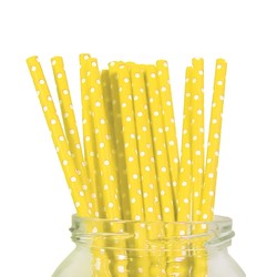 Paper Straws - 20pcs - Yellow Dots