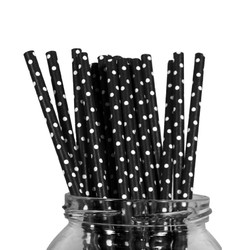 Paper Straws - 20pcs - Black Dots