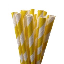 Paper Straws - 20pcs - Yellow Stripes