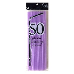 Plastic Straws - Flexible - 50pc - Lilac