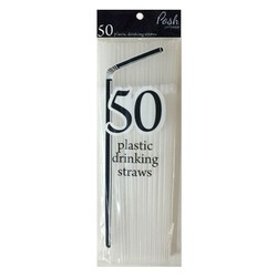 Plastic Straws - Flexible - 50pc - Clear