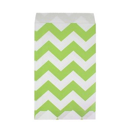 Paper Treat Bags - 12pcs - Chevron - Green