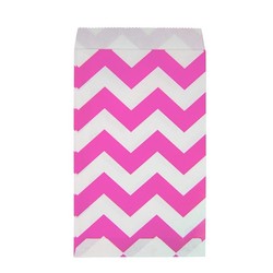 Paper Treat Bags - 12pcs - Chevron - Pink