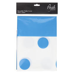 Table Cover - 259cm x 137cm - Polka Dots - Blue