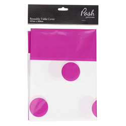 Table Cover - 259cm x 137cm - Polka Dots - Pink
