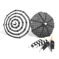 Umbrella Cocktail Picks - 12pcs - Dots & Stripes - Black