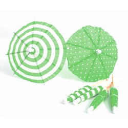 Umbrella Cocktail Picks - 12pcs - Dots & Stripes - Green