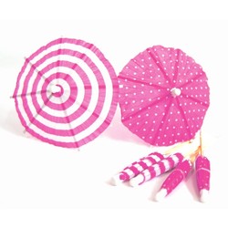 Umbrella Cocktail Picks - 12pcs - Dots & Stripes - Pink