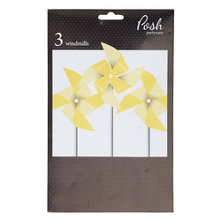 Paper Windmills Decoration - 3pcs - Yellow