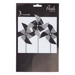 Paper Windmills Decoration - 3pcs - Black