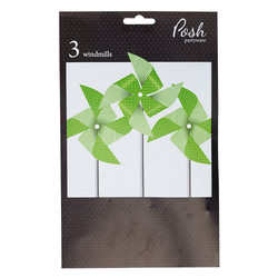 Paper Windmills Decoration - 3pcs - Green