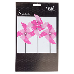 Paper Windmills Decoration - 3pcs - Pink