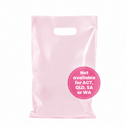 100 x Plastic Carry Bags Large With Die Cut Handle  - LDPE - CLEAR Light Pink