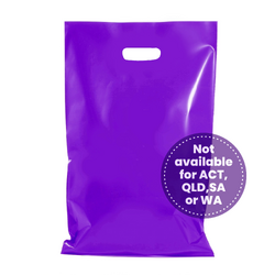 100 x Plastic Carry Bags Large With Die Cut Handle  - LDPE - Glossy Purple