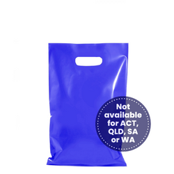 100 x Plastic Carry Bags Small - Medium With Die Cut Handle  - LDPE - Glossy Blue