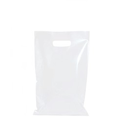 100 x Plastic Carry Bags Small - Medium With Die Cut Handle - LDPE ...