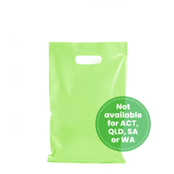 100 x Plastic Carry Bags Small - Medium With Die Cut Handle  - LDPE - Light Green
