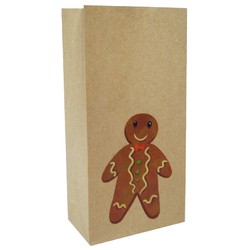 Party Bags - Christmas Kraft Loot Bag - Gingerbread Man