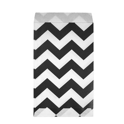 Paper Treat Bags - 50pcs - Chevron - Black
