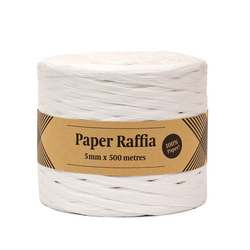 Paper Raffia - 5mm x 500 metres - White