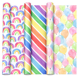 3 Pack Gift Wrap Rolls - Rainbow Birthday | 43cm x 3M