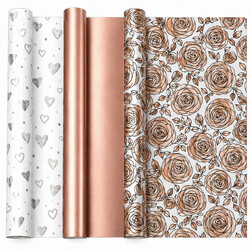 3 Pack Gift Wrap Rolls - Rose Gold Floral | 43cm x 3M