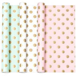 3 Pack Gift Wrap Rolls - Pastel Polka Dots | 43cm x 3M