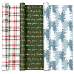 3 Pack Gift Wrap Rolls - Winter Lodge Christmas | 43cm x 3M