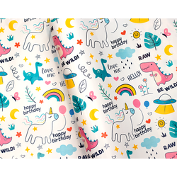 Wrapping Paper - 500mm x 60M - Birthday Magic & Unicorns