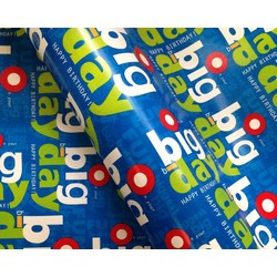 Wrapping Paper - 500mm x 60M - Happy Birthday 'Big Day' Blue