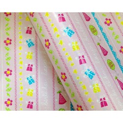 Wrapping Paper - 500mm x 60M - Happy Birthday Pink