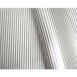 Wrapping Paper - 500mm x 60M - Silver Stripes on White