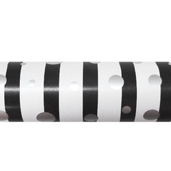 Wrapping Paper - 500mm x 60M - Black and White stripe with Silver Spots - 60-70gsm