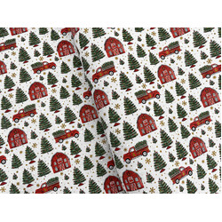 Christmas Wrapping Paper - 500mm x 60M - Tree & Car
