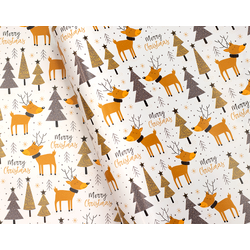 Christmas Wrapping Paper - 500mm x 60M - Golden Brown Reindeers