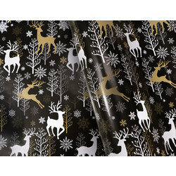 Wrapping Paper - 500mm x 60M - Christmas Wrapping Paper - Reindeer on Black