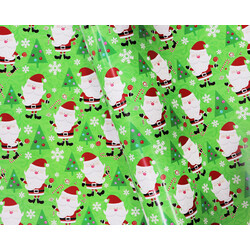 Wrapping Paper - 500mm x 60M - Christmas Wrapping Paper - Santa with Decorated Trees on Green