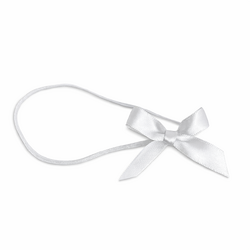 Satin Gift Bows With Elastic Loop - 7cm - White