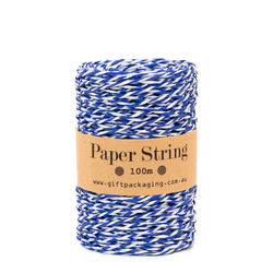 Paper Twine - 2mm x 100metres - Blue/White Paper String