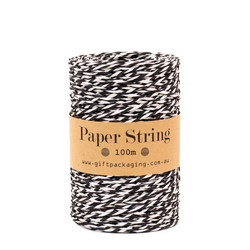 Paper Twine - 2mm x 100metres - Black/White Paper String