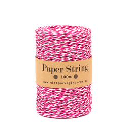Paper Twine - 2mm x 100metres - Pink/White Paper String