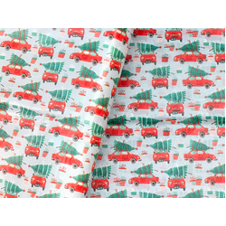 Christmas Tissue Paper - Red Cars & Trees - 100 Sheets