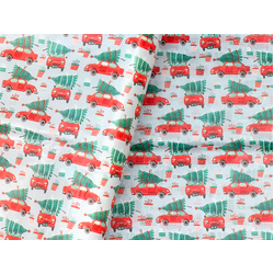 Christmas Tissue Paper - Red Cars & Trees  - 100 Sheets