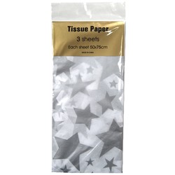 Tissue Paper Printed - 3 sheet - Silver Stars